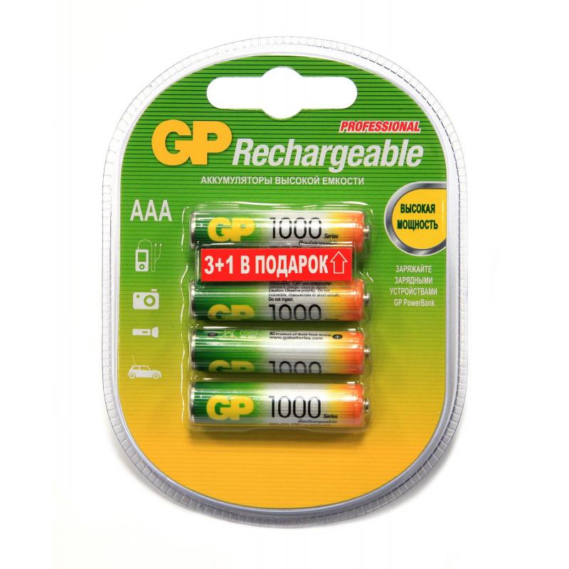 Аккумулятор GP 1000 series (min 950mAh) AAA/HR03 NiMh бл/4шт