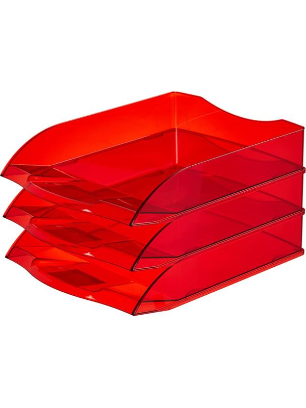 Лоток горизонтальный ATTACHE Яркий Офис 340х250х60 тонированный красный