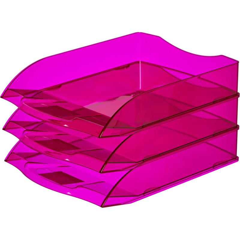 Лоток горизонтальный ATTACHE Яркий Офис 340х250х60 тонированный розовый