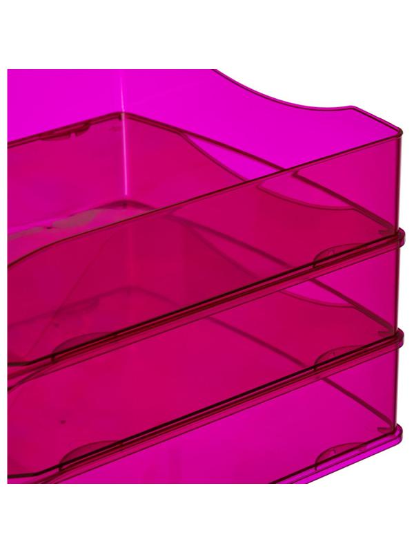 Лоток горизонтальный ATTACHE Яркий Офис 340х250х60 тонированный розовый