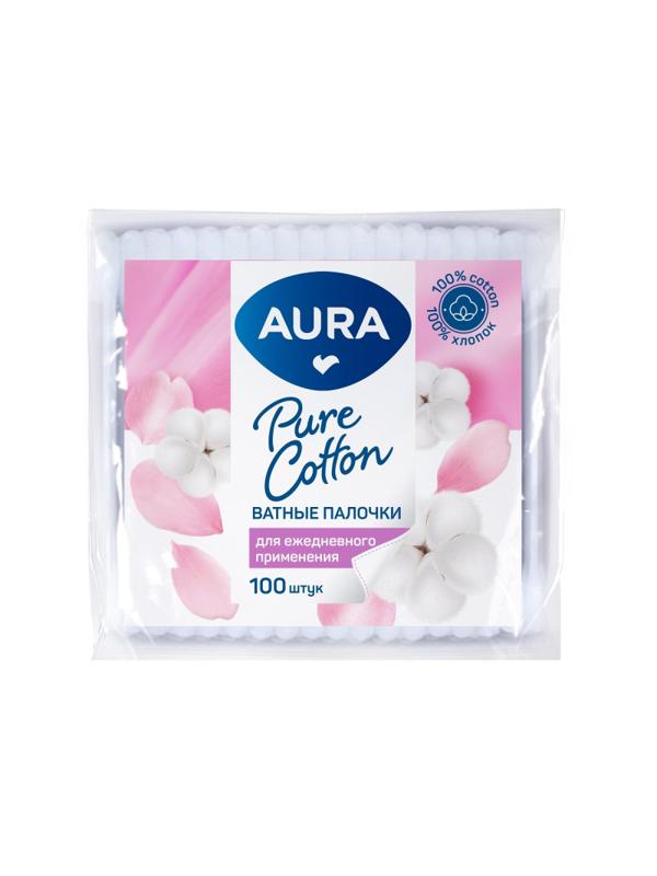 Палочки ватные AURA п/э пакет 100шт.1646/6470/6783
