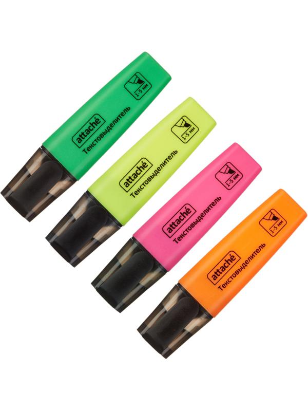 Набор текстовыделителей текста Attache Colored 1-5мм набор 4цв