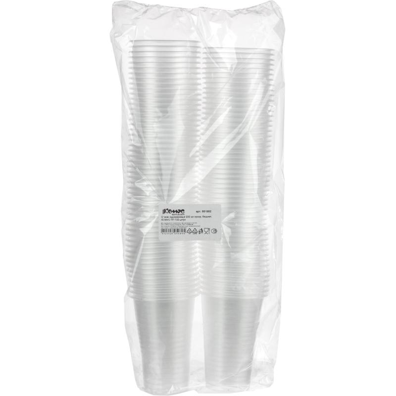 Стакан одноразовый 200мл прозр.,  для хол/гор., бюджет, КОМУС ПП100шт/уп