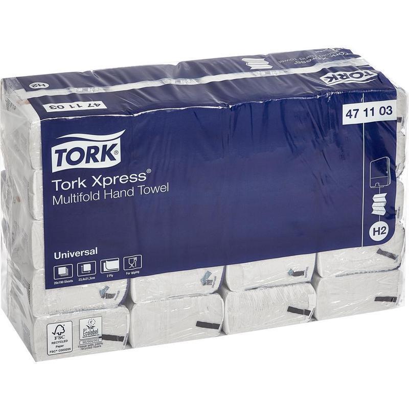 Полотенца бумажные д/держ.Tork Univer H2 2сл.190л*20пач/уп 471103