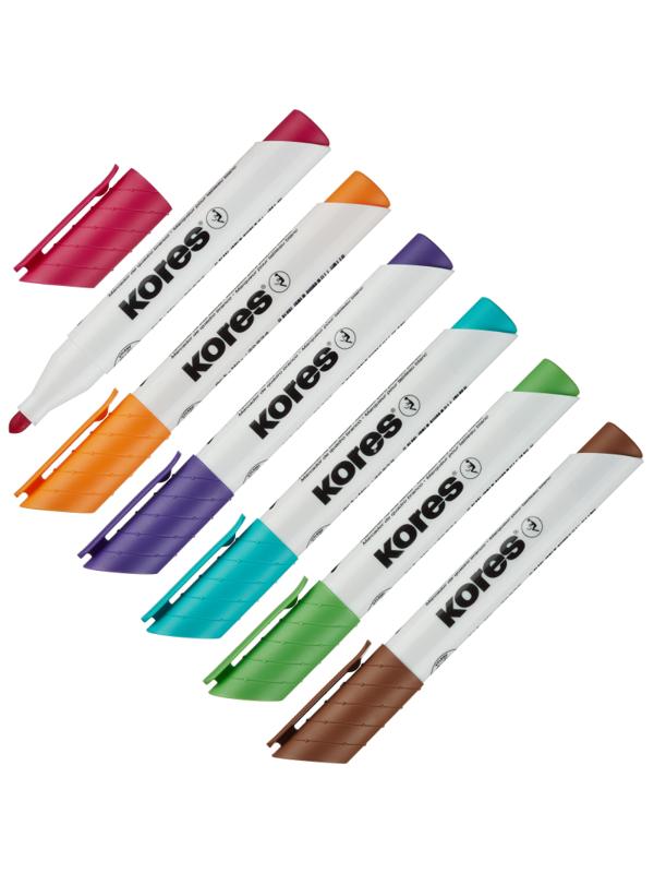 Набор маркеров для белых досок KORES 3мм 6шт/уп 20802