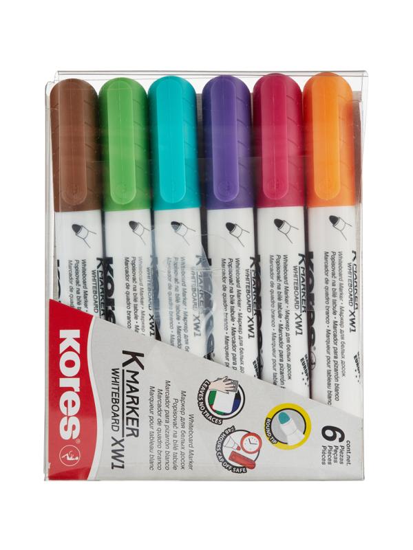 Набор маркеров для белых досок KORES 3мм 6шт/уп 20802