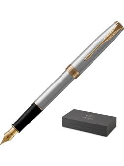 Ручка перьевая PARKER SONNET STAINLESS STEEL GT 2черных картр тонк 1931504