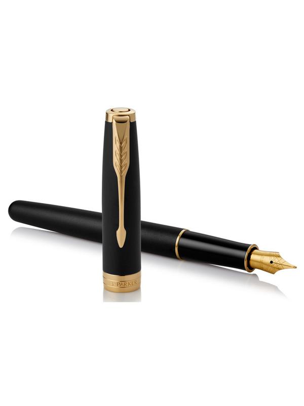 Ручка перьевая  PARKER SONNET MATT BLACK GT 2 черных картр 0,8мм 1931516