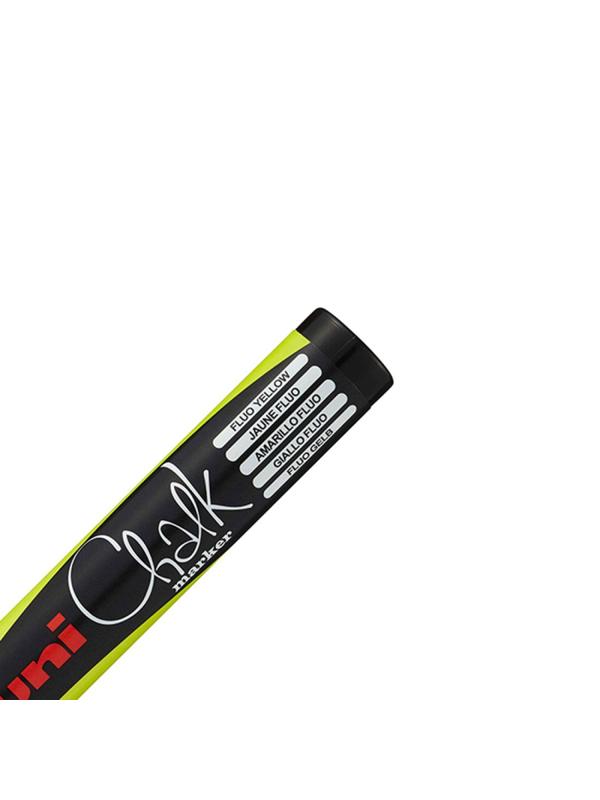 Маркер меловой UNI PWE-5M, флуоресцентно-жёлтый, 1.8-2.5 мм.