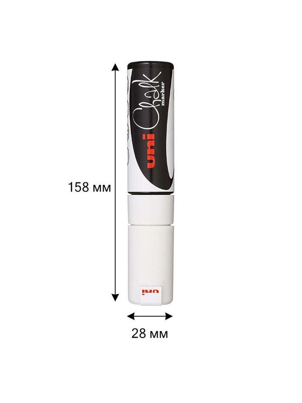 Маркер меловой UNI PWE-17K, белый, до 15 мм.
