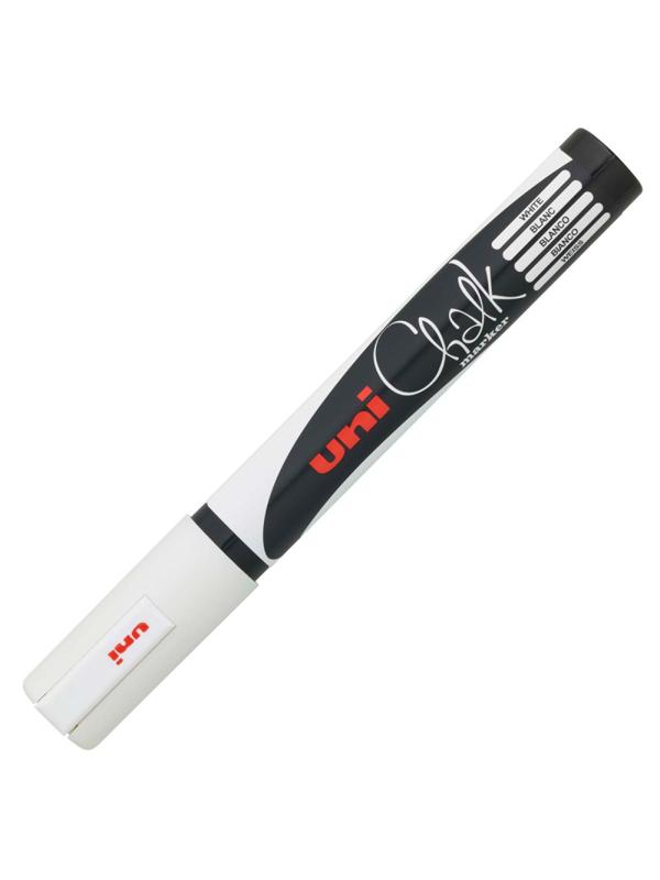 Маркер меловой UNI PWE-5M, белый, 1.8-2.5 мм.