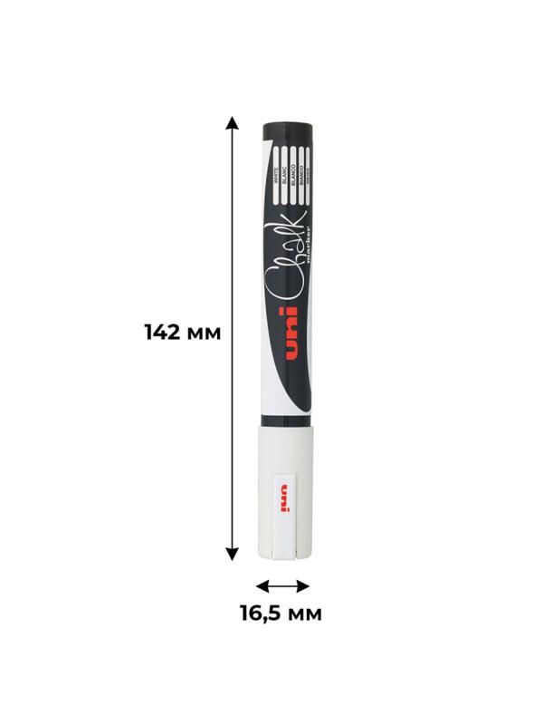 Маркер меловой UNI PWE-5M, белый, 1.8-2.5 мм.