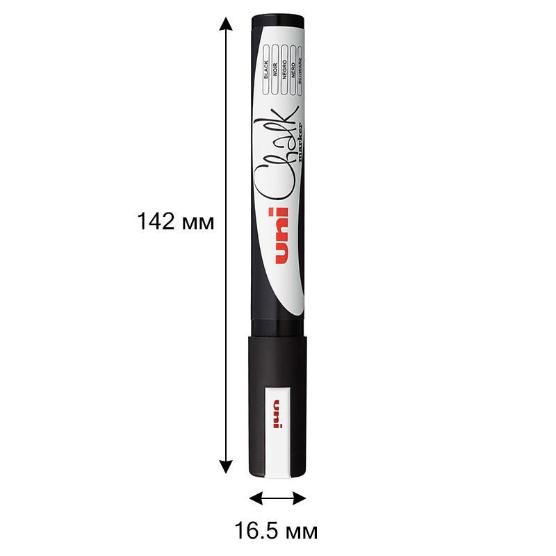 Маркер меловой UNI PWE-5M, чёрный, 1.8-2.5 мм.