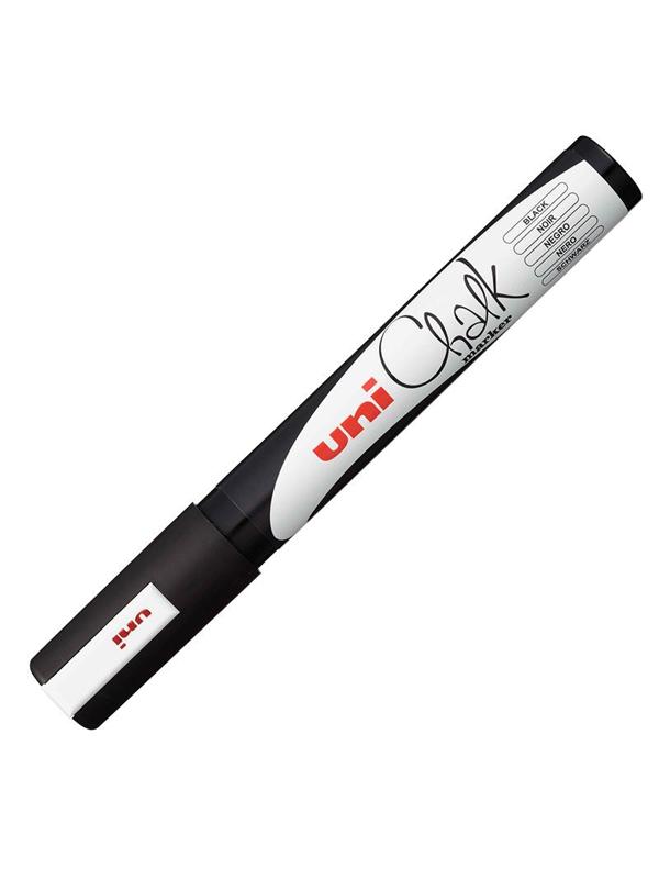 Маркер меловой UNI PWE-5M, чёрный, 1.8-2.5 мм.