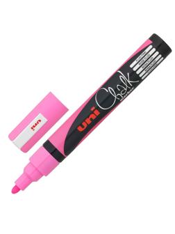 Маркер меловой UNI PWE-5M, флуоресцентно-розовый, 1.8-2.5 мм.