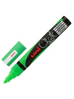 Маркер меловой UNI PWE-5M, флуоресцентно-зелёный 1.8-2.5 мм.