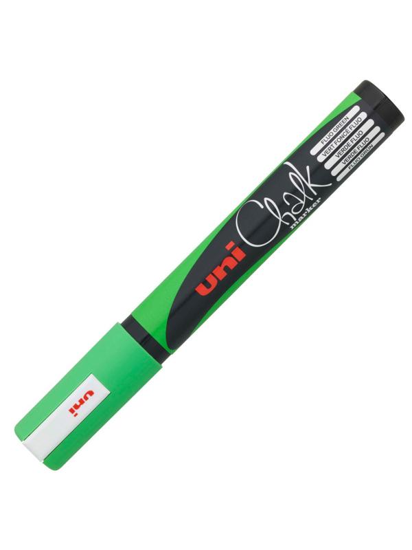 Маркер меловой UNI PWE-5M, флуоресцентно-зелёный 1.8-2.5 мм.