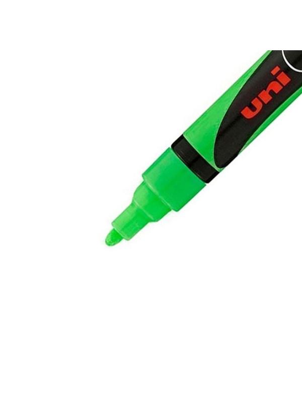 Маркер меловой UNI PWE-5M, флуоресцентно-зелёный 1.8-2.5 мм.
