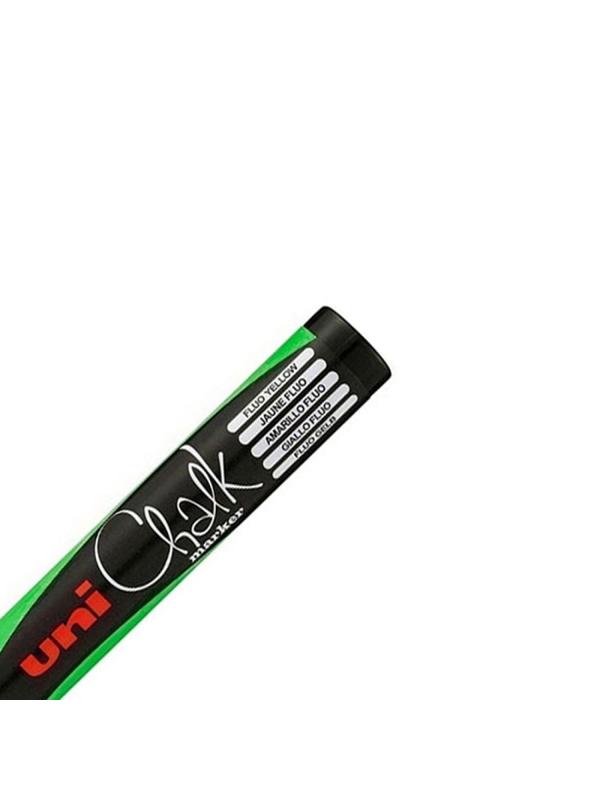 Маркер меловой UNI PWE-5M, флуоресцентно-зелёный 1.8-2.5 мм.