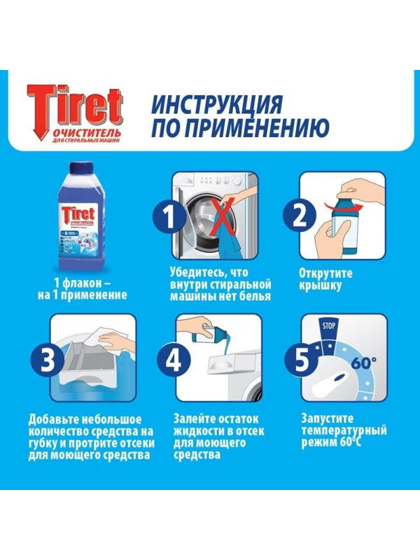 Средство для удаления накипи д/стиральных машин Tiret 250мл.
