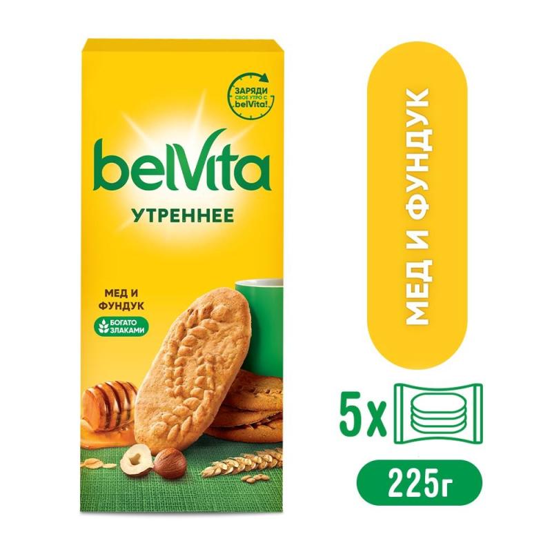 Печенье BelVita Утреннее фундук, мед, 225г