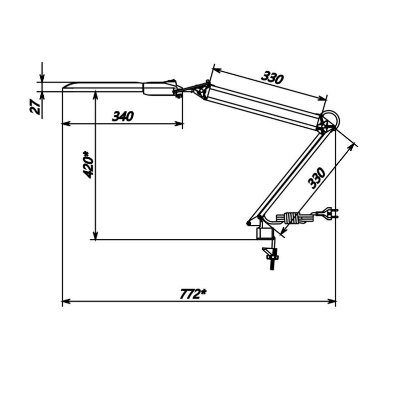 Светильник Трансвит Дельта на струбцине 2G7 11W с АПП МПС черный