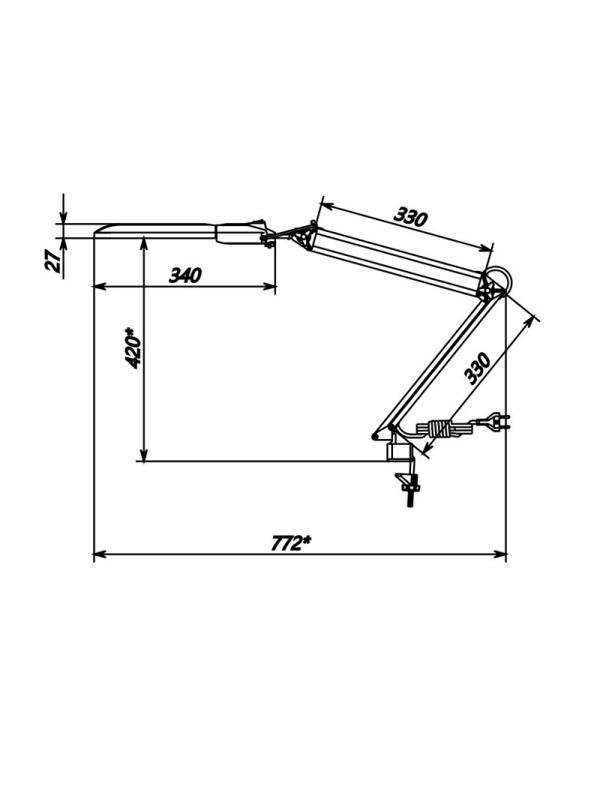 Светильник Трансвит Дельта на струбцине 2G7 11W с АПП МПС черный