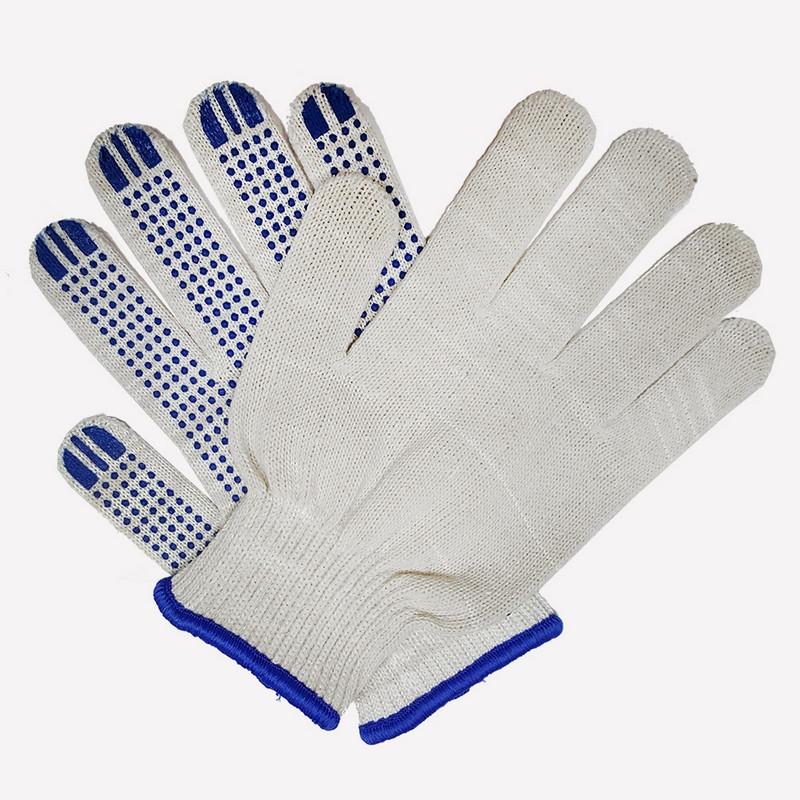 Перчатки защитные трикотажные ПВХ Точка 6 нитей 62г 10 кл руч овер 10пар/уп