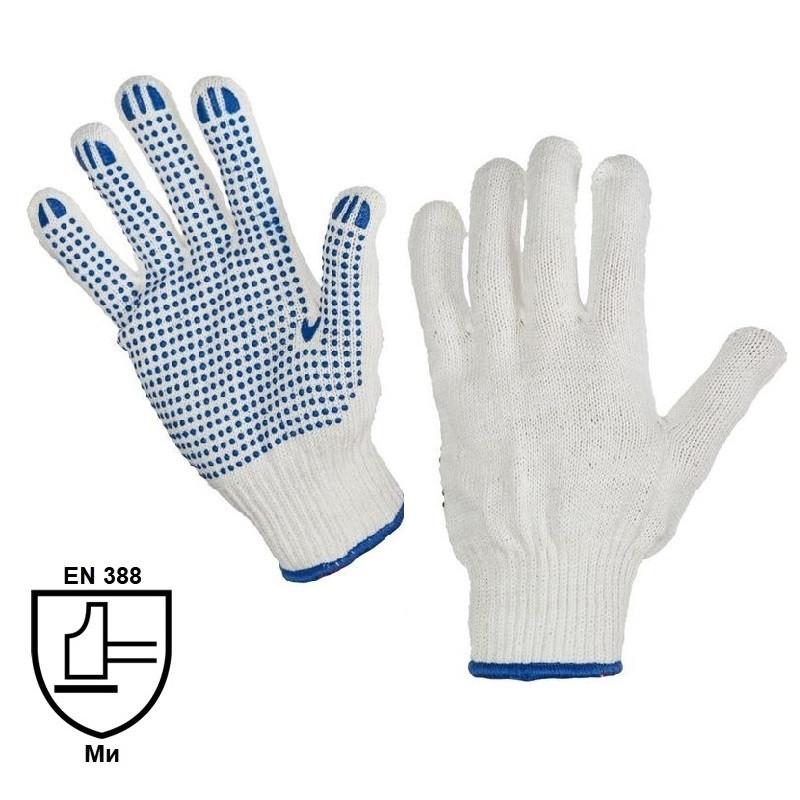 Перчатки защитные трикотажные ПВХ Точка 6 нитей 62г 10 кл руч овер 10пар/уп