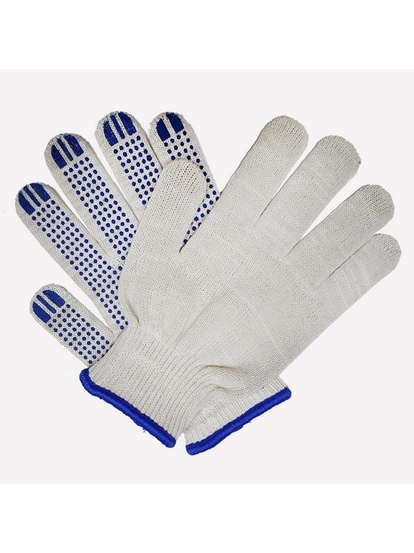 Перчатки защитные трикотажные ПВХ Точка 6 нитей 62г 10 кл руч овер 10пар/уп