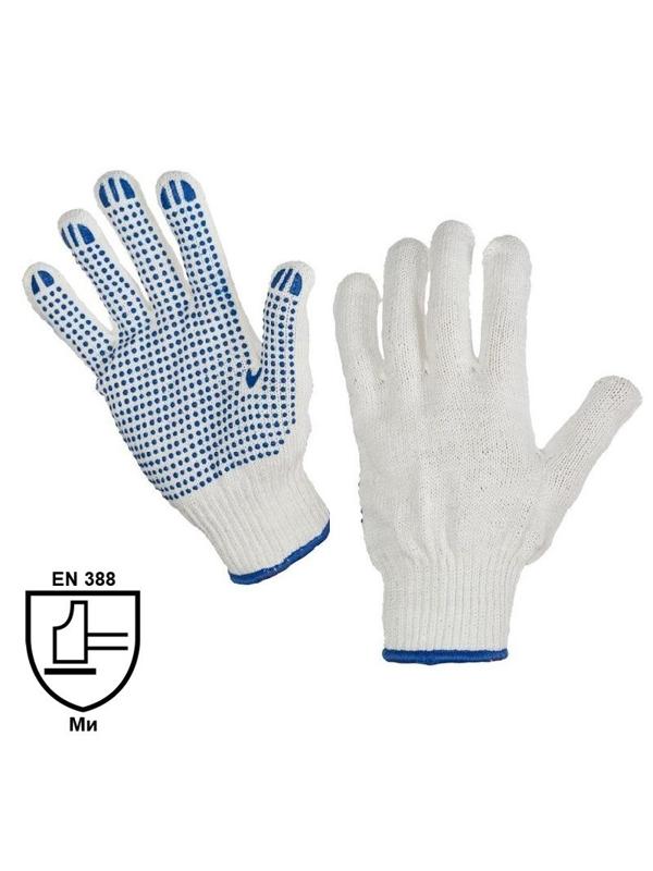 Перчатки защитные трикотажные ПВХ Точка 6 нитей 62г 10 кл руч овер 10пар/уп