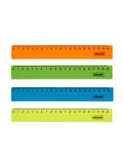 Линейка 20см Attache 4 шт/уп цвет в ассортименте