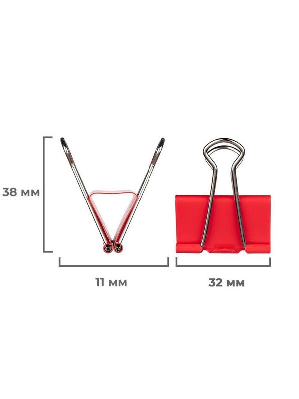 Зажимы для бумаг Attache, 32 мм, 12 шт., цветные, в карт.коробке