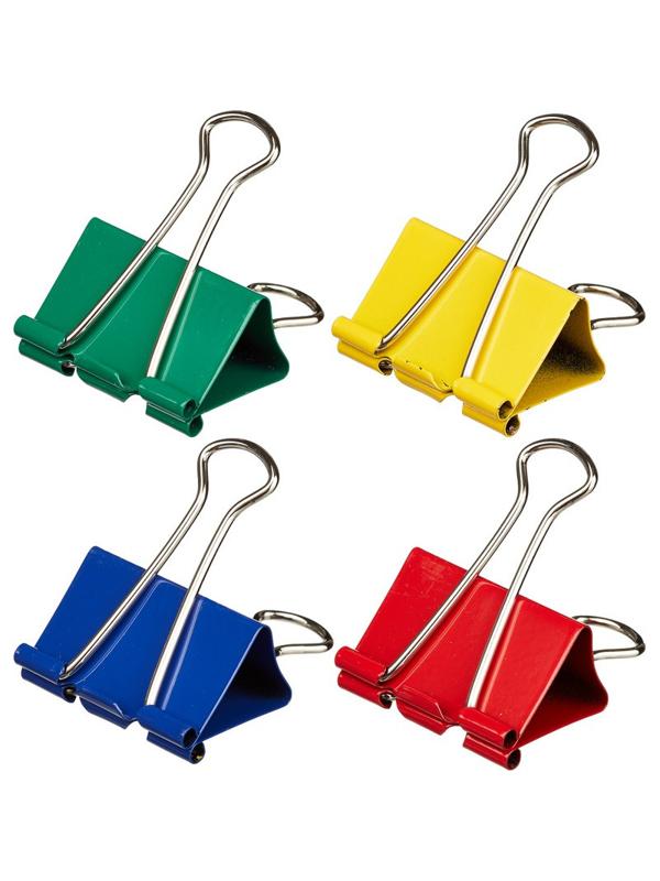 Зажимы для бумаг Attache, 41 мм, 12 шт., цветные, в карт.коробке