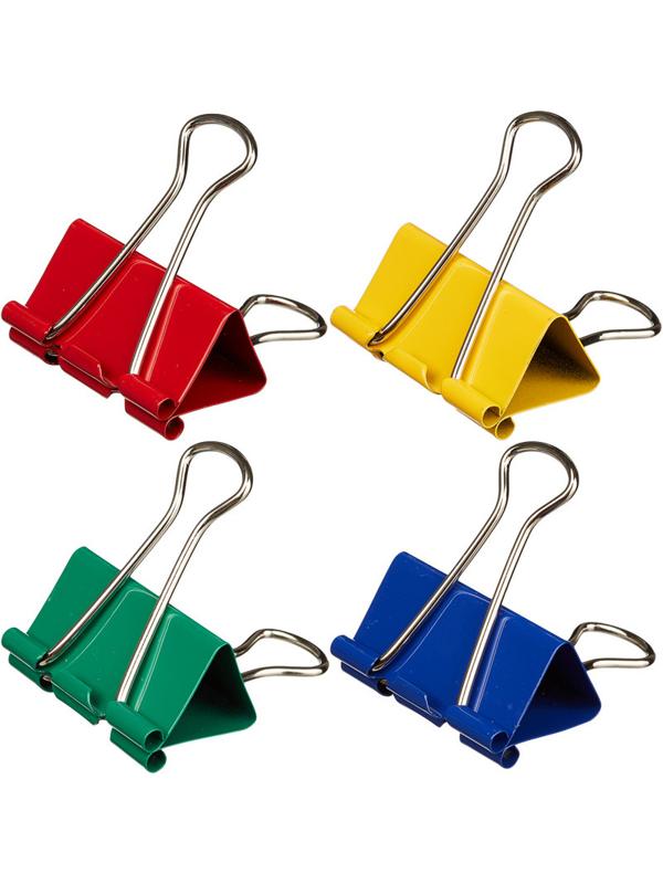 Зажимы для бумаг Attache Selection, 41мм, 24 шт, цветные, пласт.уп