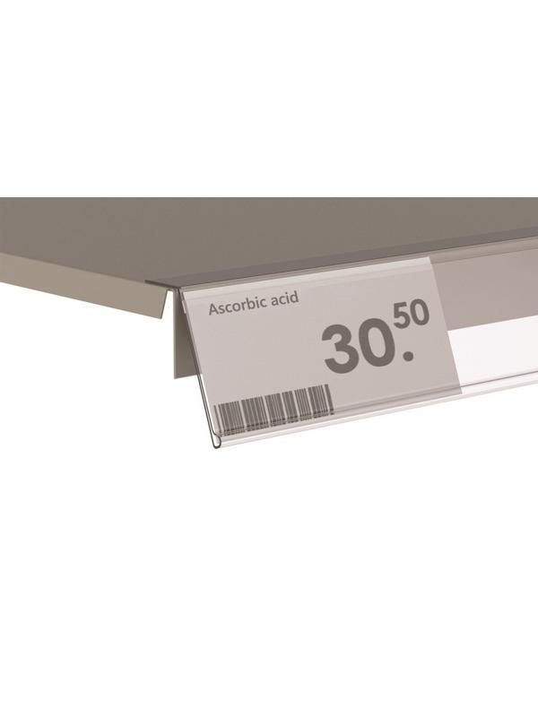 Ценникодержатель полочный самокл. под угл. 15°, прозр., 1000мм, 50 шт/уп