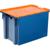 Ящик п/э 600х400х 400 сплошной синий, с крышкой оранжевой (605-1)