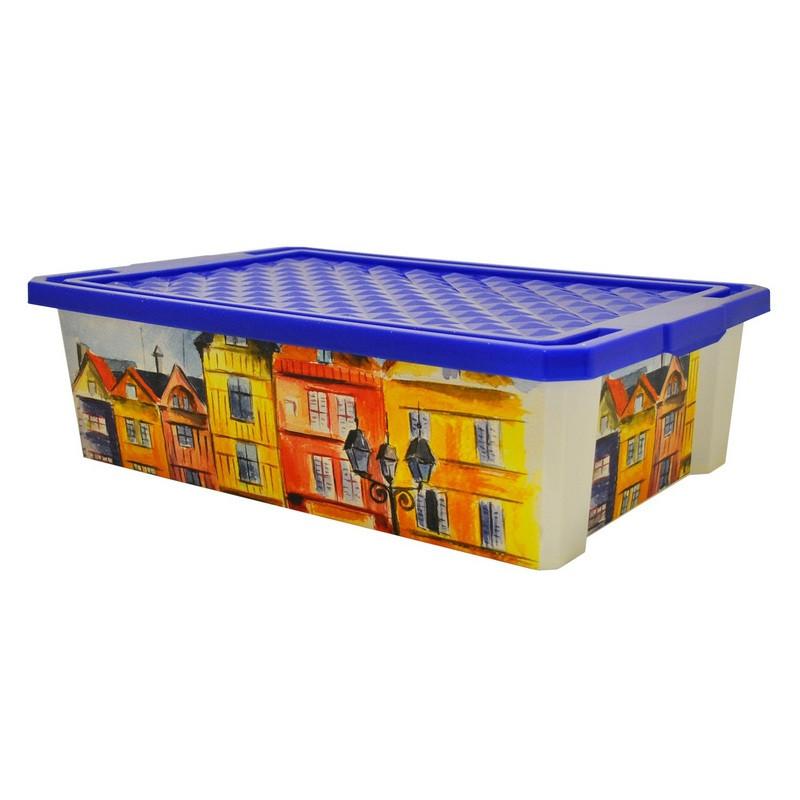 Контейнер для хранения Optima 30л на роликах, синий, с крышкой