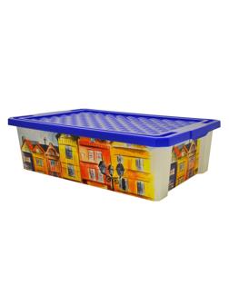 Контейнер для хранения Optima 30л на роликах, синий, с крышкой