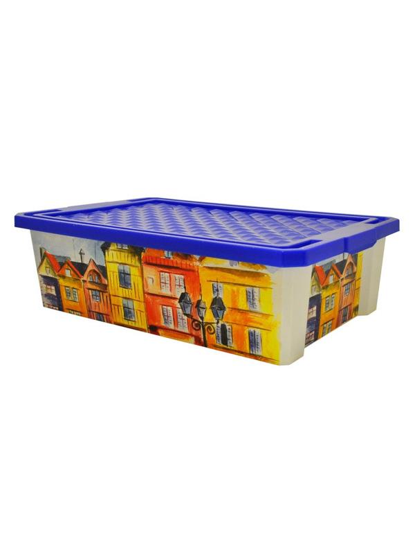 Контейнер для хранения Optima 30л на роликах, синий, с крышкой