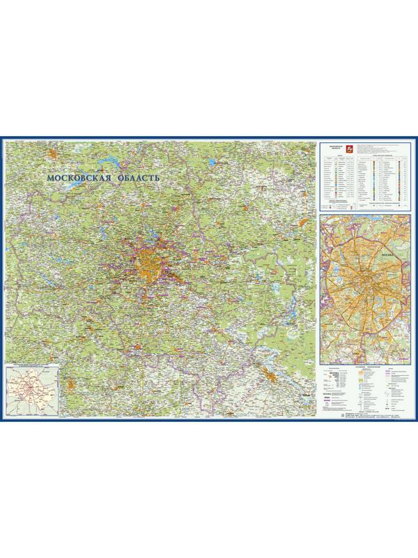 Настенная карта Московская область 1:270тыс.,1,57х1,07м.