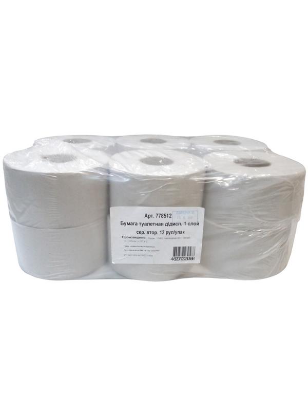 Бумага туалетная д/дисп 1сл сер втор 200ф 12рул/уп 0024А