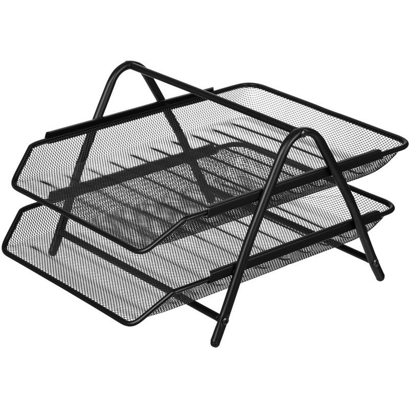 Лоток для бумаг Attache 2-х уровн.горизонт.металл сетка,295x355x205мм черн