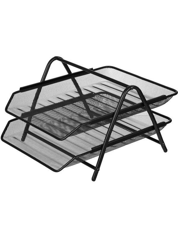 Лоток для бумаг Attache 2-х уровн.горизонт.металл сетка,295x355x205мм черн