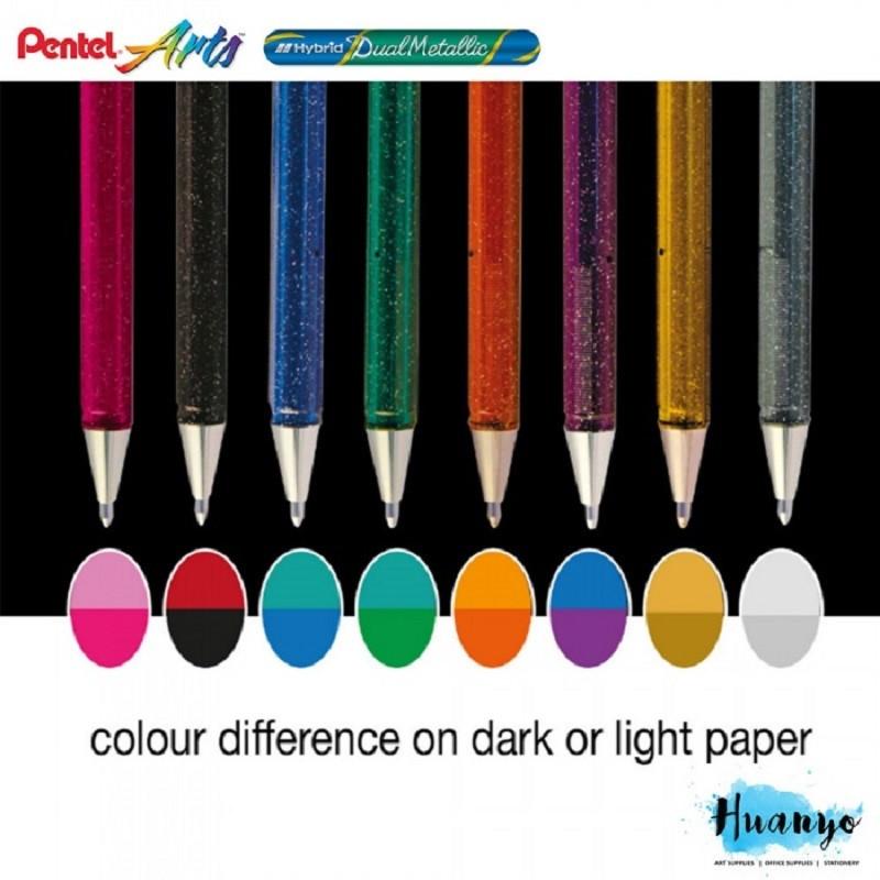 Ручка гелевая Pentel Hibrid Dual Metallic 1мм хамелеон серебро K110-DZX