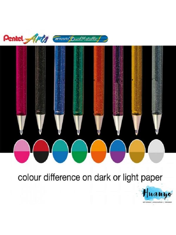 Ручка гелевая Pentel Hibrid Dual Metallic 1мм хамелеон розов+розов K110-DPX