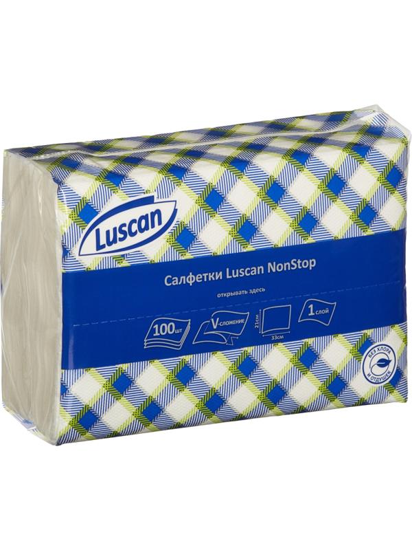 Салфетки бумажные Luscan NonStop 1слбелые цел1/4 слож100л/пач