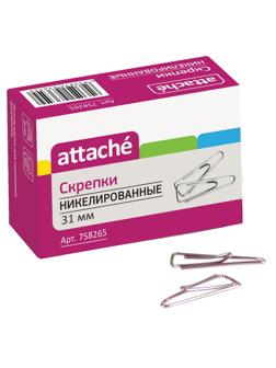 Скрепки Attache с отгибом,никелированные,треугольн,31 мм,негофрир,100 шт/уп
