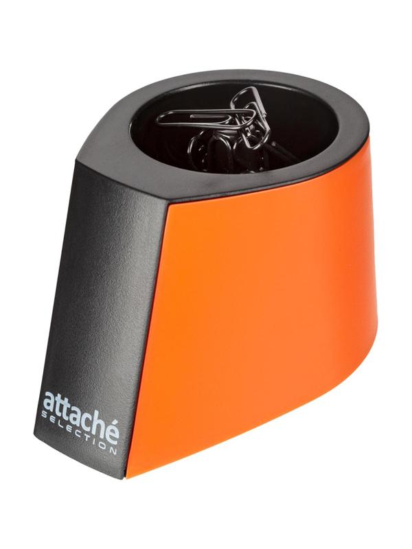Скрепочница магнитная Attache Selection, цвет черный/оранжевый