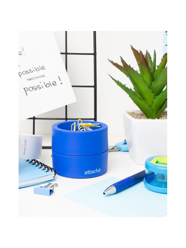 Скрепочница магнитная Attache, груглая, цвет синий